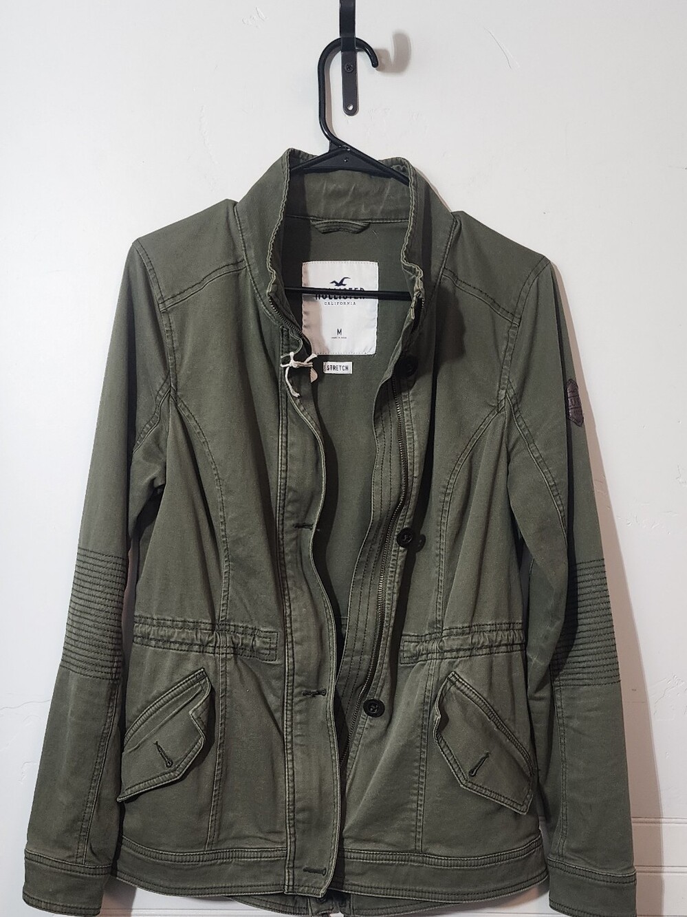 Hollister Women's Olive Utility Jacket with Stand Collar
